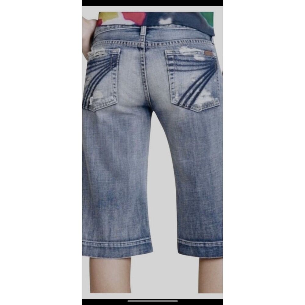 7 For All Mankind Women’s Jean Shorts Stretch Destroyed Dojo Short Size 27 NWT